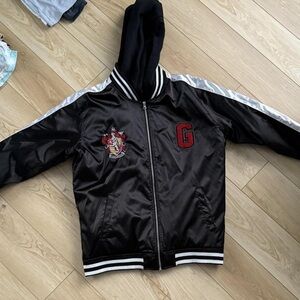 Black and White Varsity Jacket with Hood